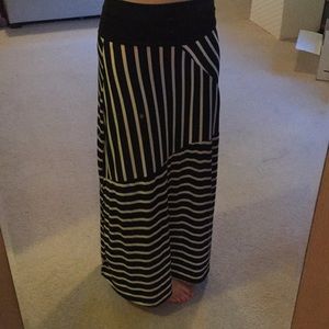 Black and white striped maxi skirt size small